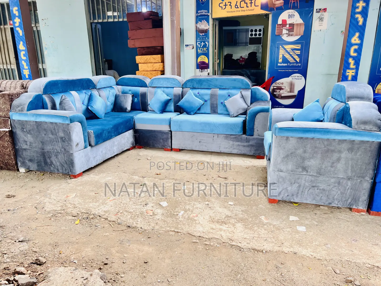 Corner L Shape Sofa Made of Maleda Foam Hd#1 and Wooden Mate