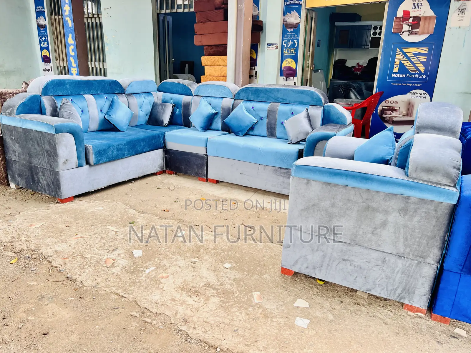 Corner L Shape Sofa Made of Maleda Foam Hd#1 and Wooden Mate