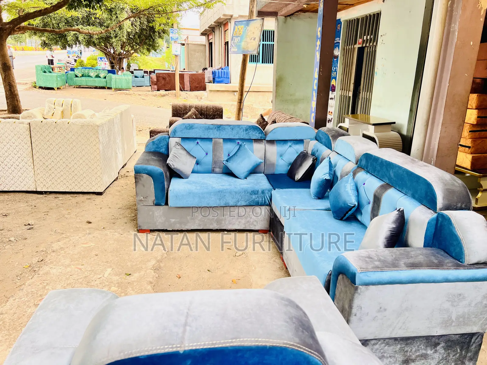 Corner L Shape Sofa Made of Maleda Foam Hd#1 and Wooden Mate