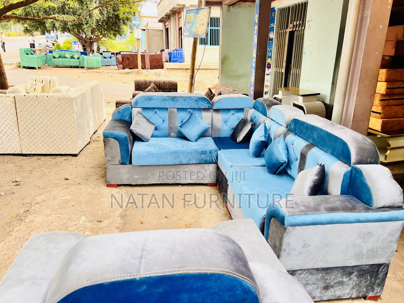 Corner L Shape Sofa Made of Maleda Foam Hd#1 and Wooden Mate