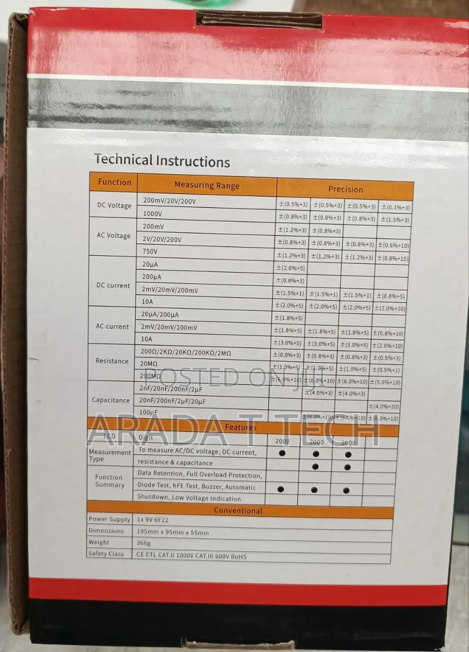 Digital Multimeter Jyd Dt9205a