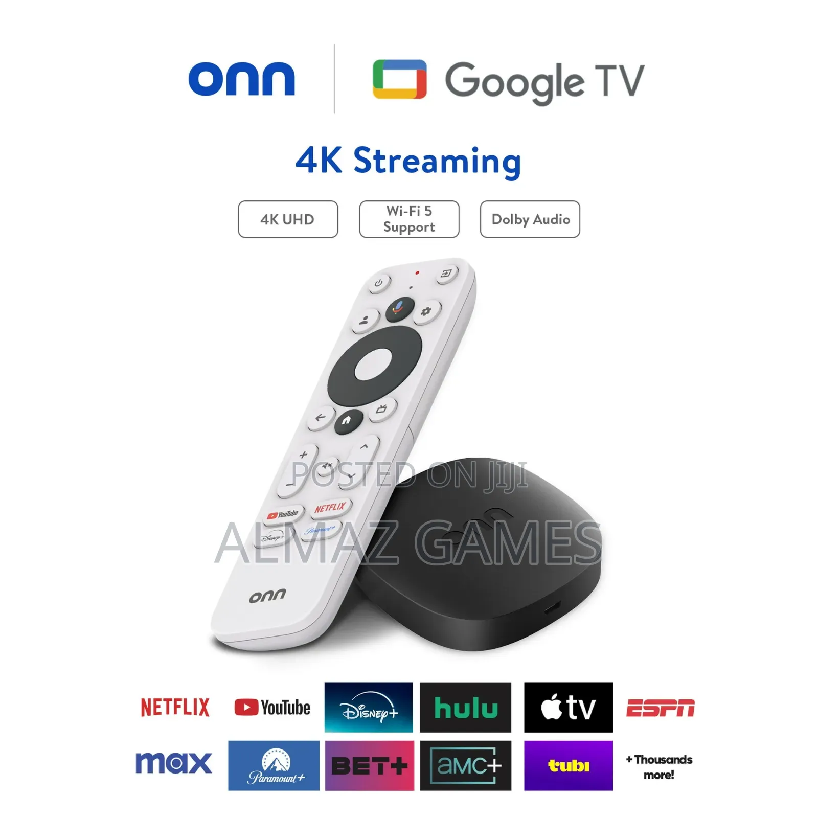Onn Streaming Device, Google Tv - Fast Streaming ስማርት ቲቪ