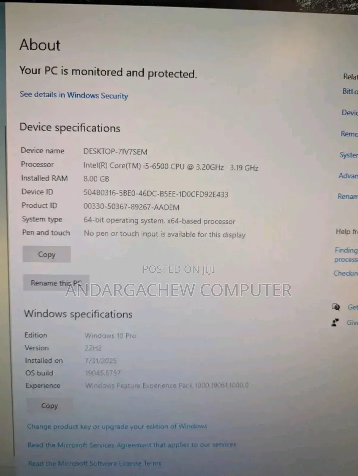 Desktop Computer Dell Optiplex 3040 8GB Intel Core I5 HDD 1T