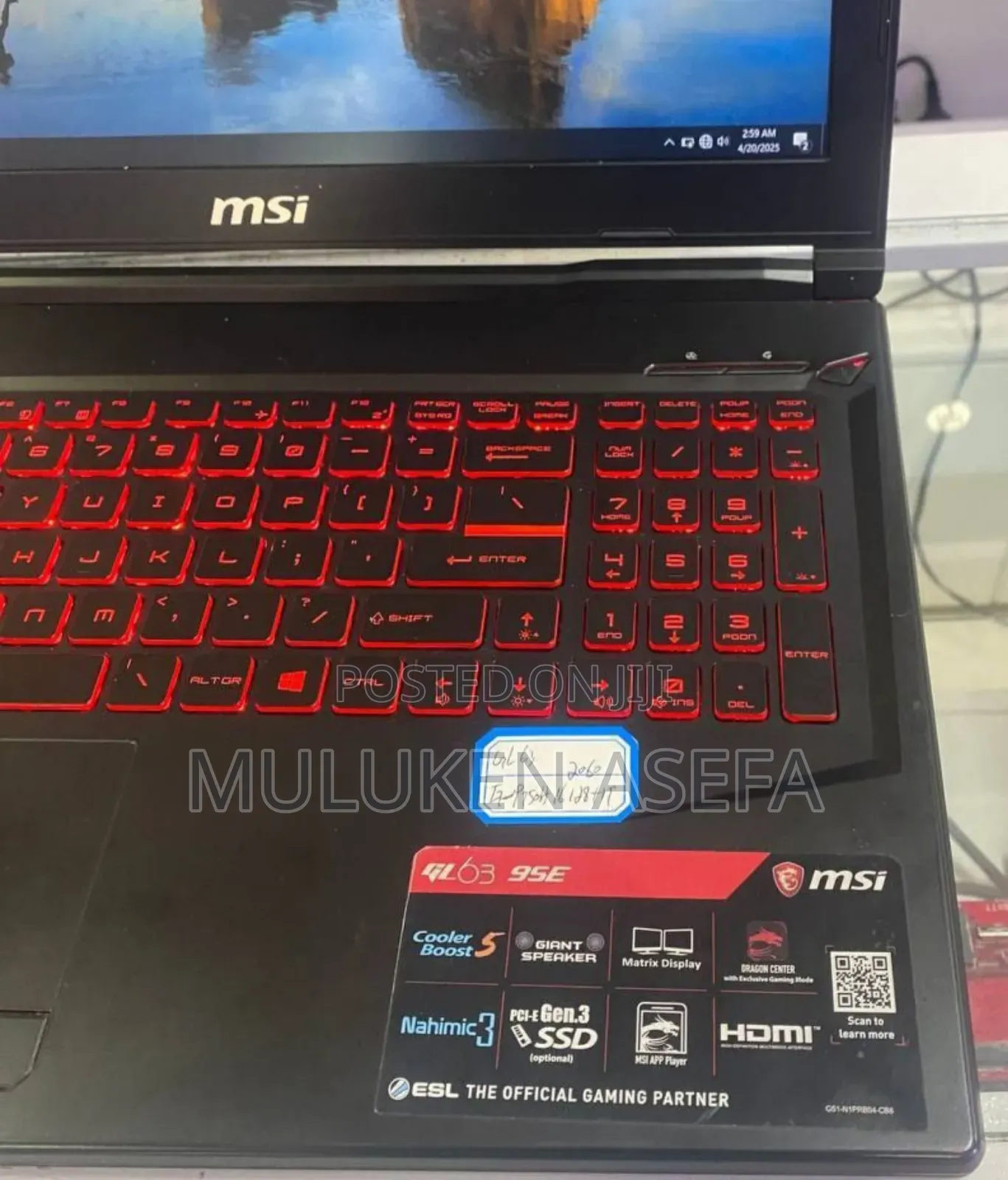 New Laptop MSI GF63 16GB Intel Core I7 SSD 512GB