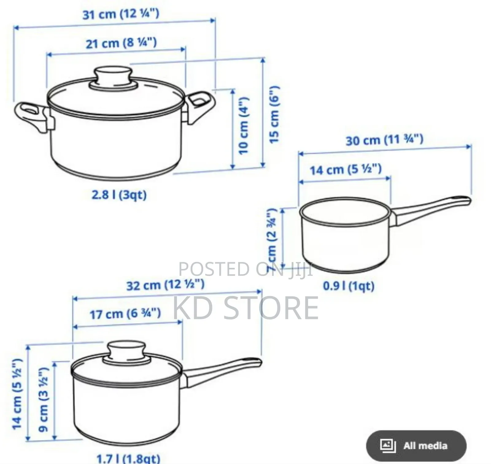 Ikea Annons 5-Piece Cookware Set, Glass/Stainless Steel