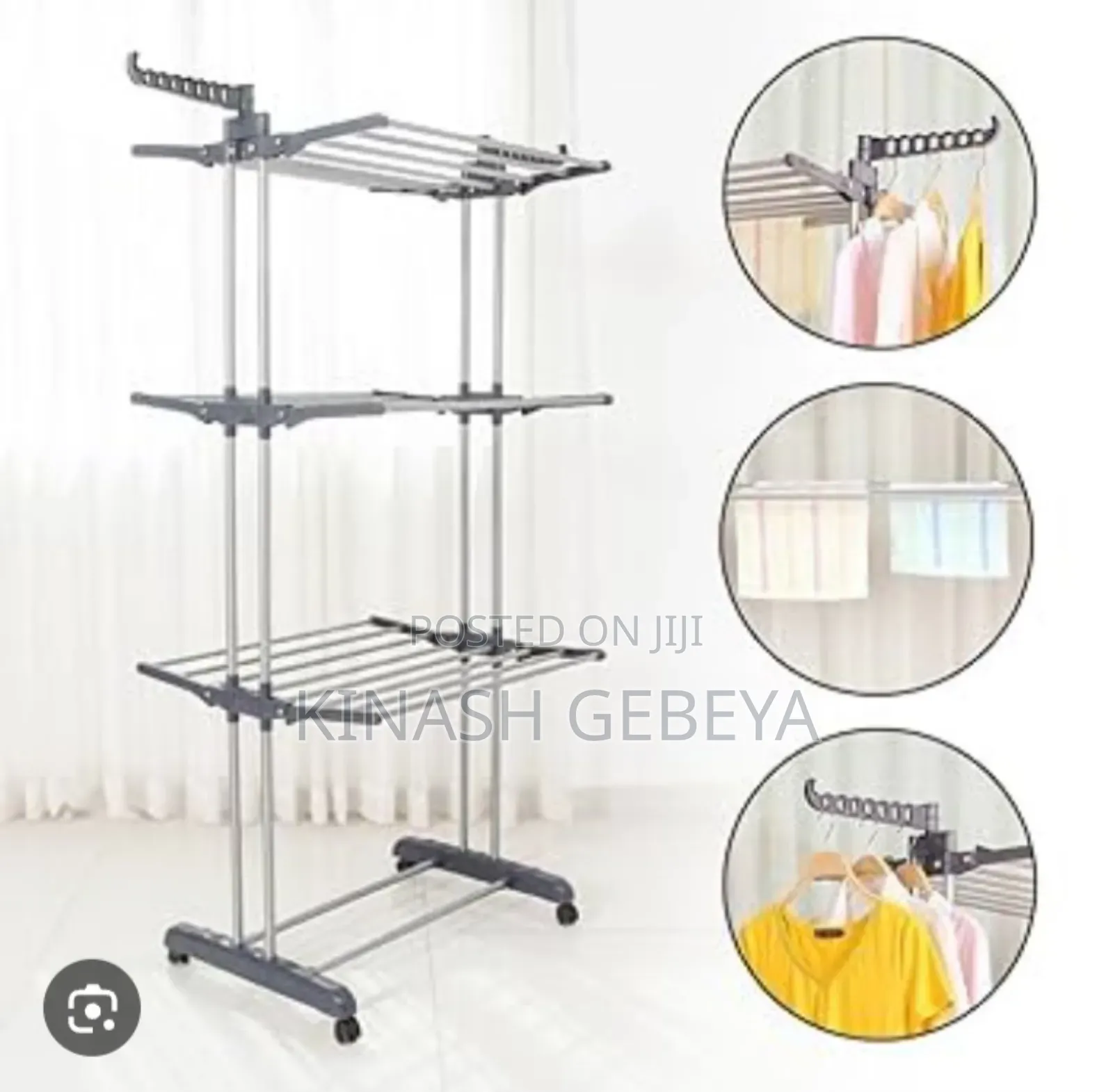 3 Layer Foldable High Quality Cloth Rack(40kilo የሚይዝ)