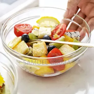 Photo - Transparent Glass Salad Bowl የብርጭቆ ሳላድ ቦል