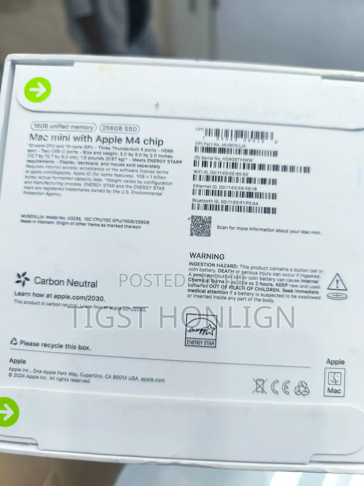 New Desktop Computer Apple Mac Mini M4 Pro 16GB Apple M4 SSD 256GB