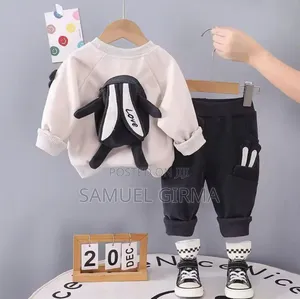 Photo - Cartoon Rabbit Bag Sweatshirt and Pant 2 PCS Size1 - 5 Years