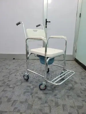 Photo - Toilet Chair//Padded Seat, Rolling Transport Chair Lockable