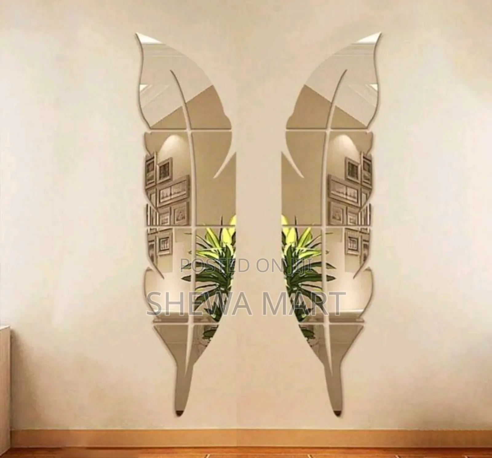 1pc Feather Mirror, Wall Paste Mirror Home Letter Decoration