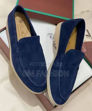 Photo - Lora Piana Roadster Sophisticated Dark Navy Suede Loafers