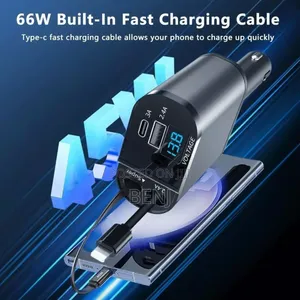 4 in 1 Retractable 120w Fast Car Charger | iPhone | Android