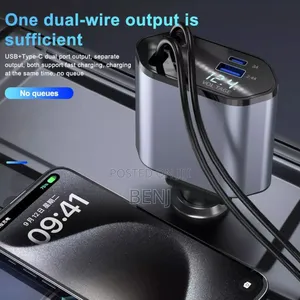 4 in 1 Retractable 120w Fast Car Charger | iPhone | Android