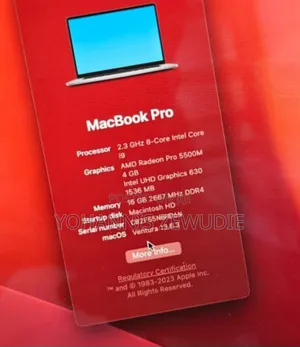 New Laptop Apple MacBook Pro 2019 16GB Intel Core I9 SSD 1T