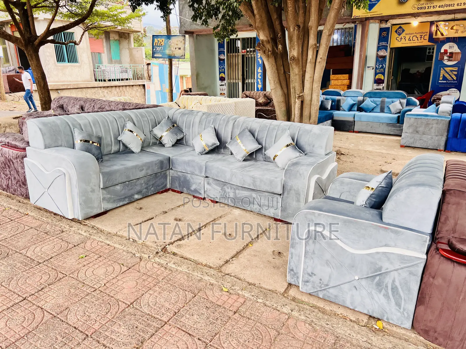 Sofa L- Shape Full Set Made of Maleda Foam Extra Hd#1 Qualit