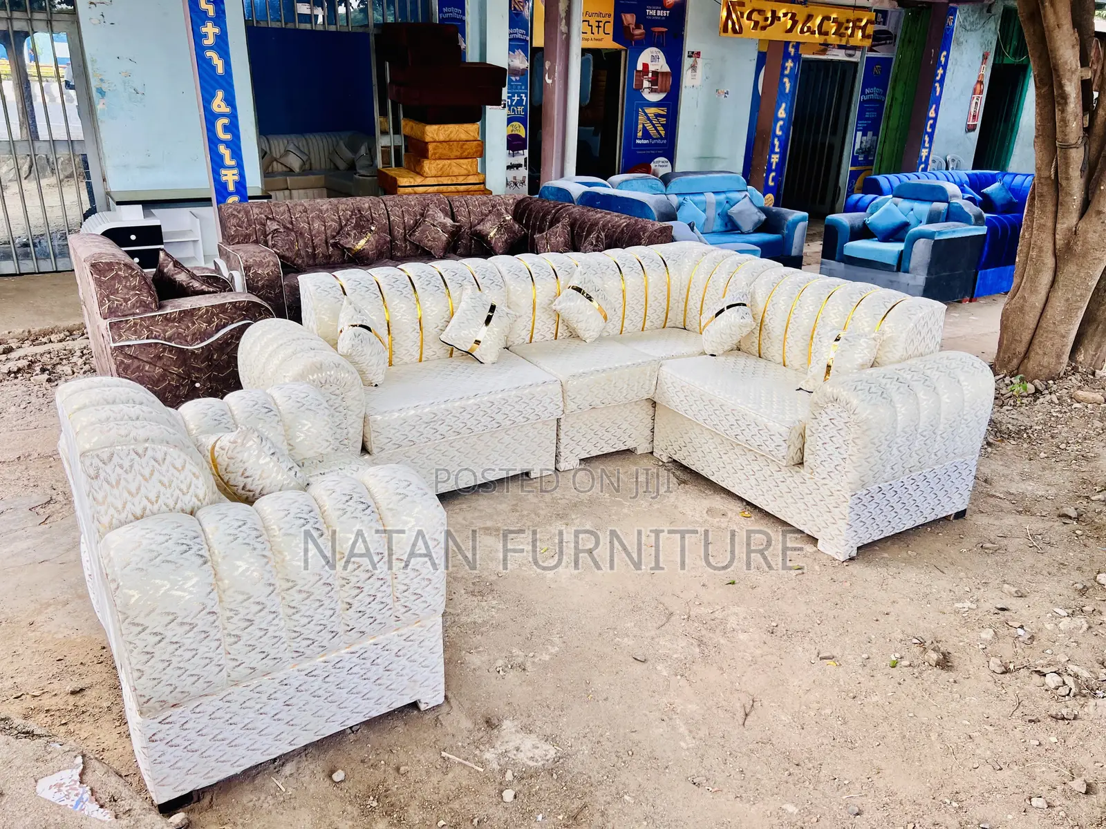 ሶፋ ሙሉ L- Shape Corner Maleda #Hd 1quality Made of Wooden Mat