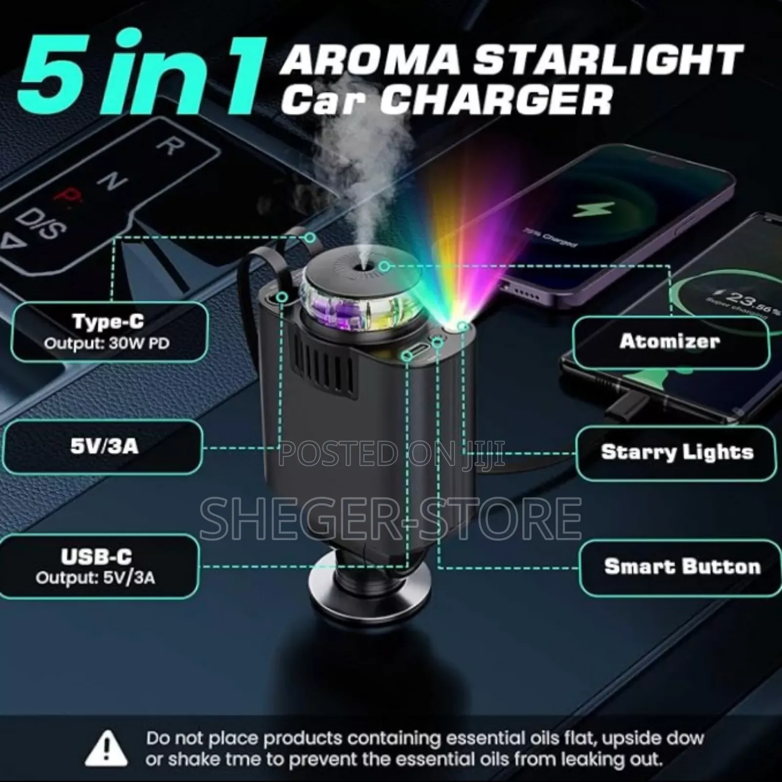 Orginal 5in1 Multifunction Car Charger(Free Delvery Included