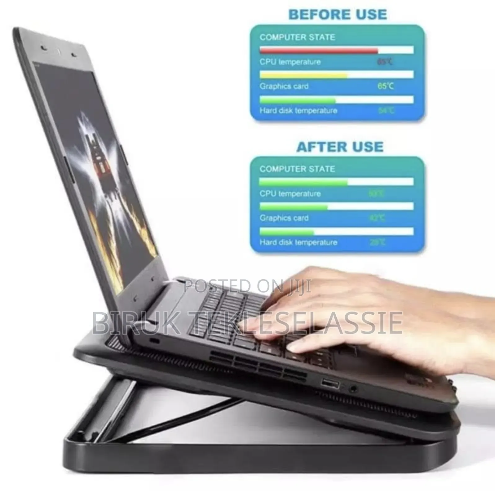 Sy-k2 Laptop Dual Cooling Pad Adjustable Stand