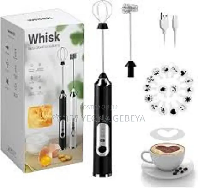 Usb Electric Milk Coffee Frother Foam Maker 2 Whisk Heads