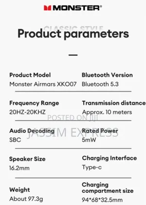 Monster Waterproof 360° Stereo Sound Earphones Hifi Stereo