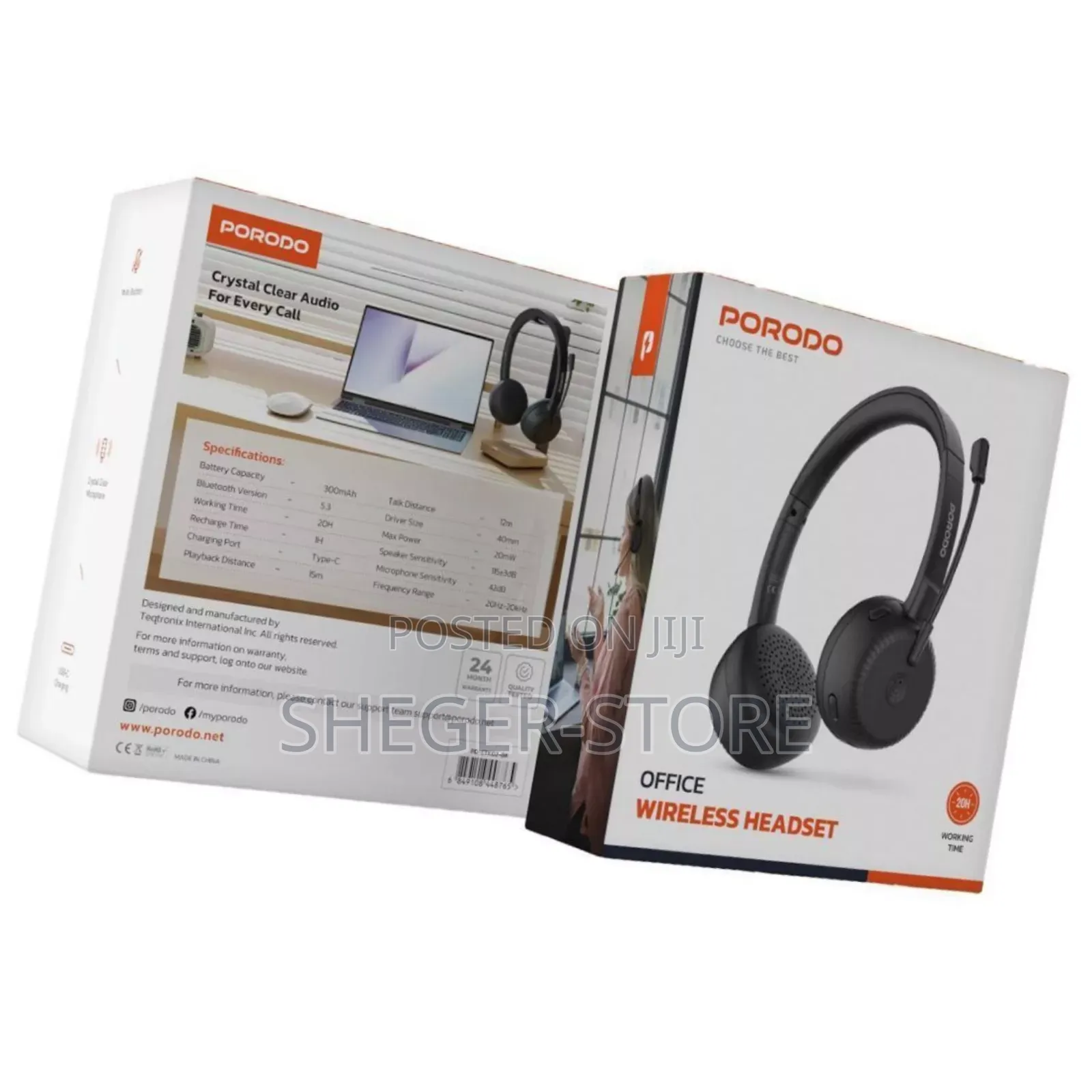 Porodo Office Wireless Headset(Free Delivery Included)