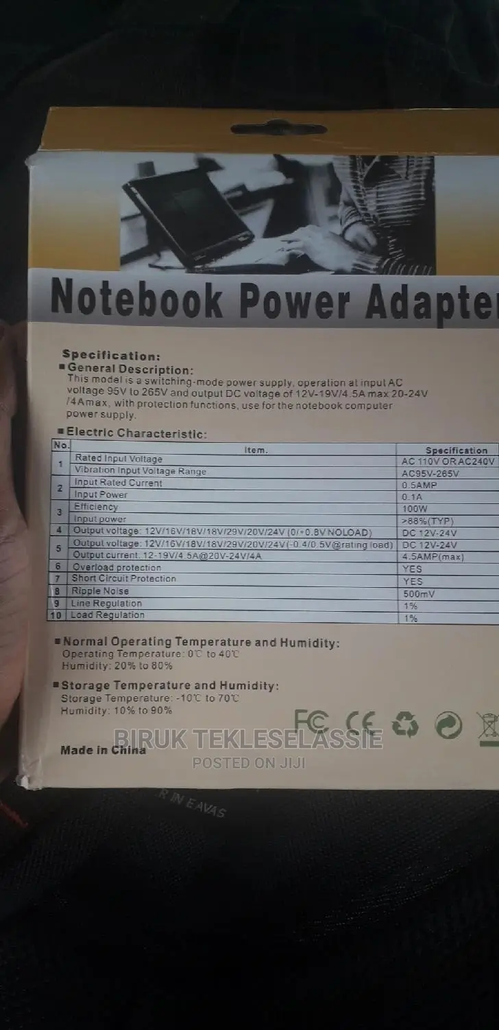 Dc 12v/15v/16v/18v/19v/20v/24v 4-5a 96w Adapter