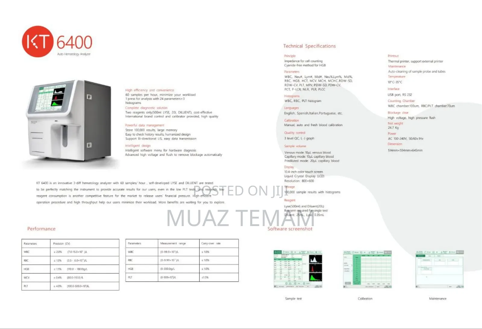 Genrui, CBC Machine, Auto Hematology Analyzer,