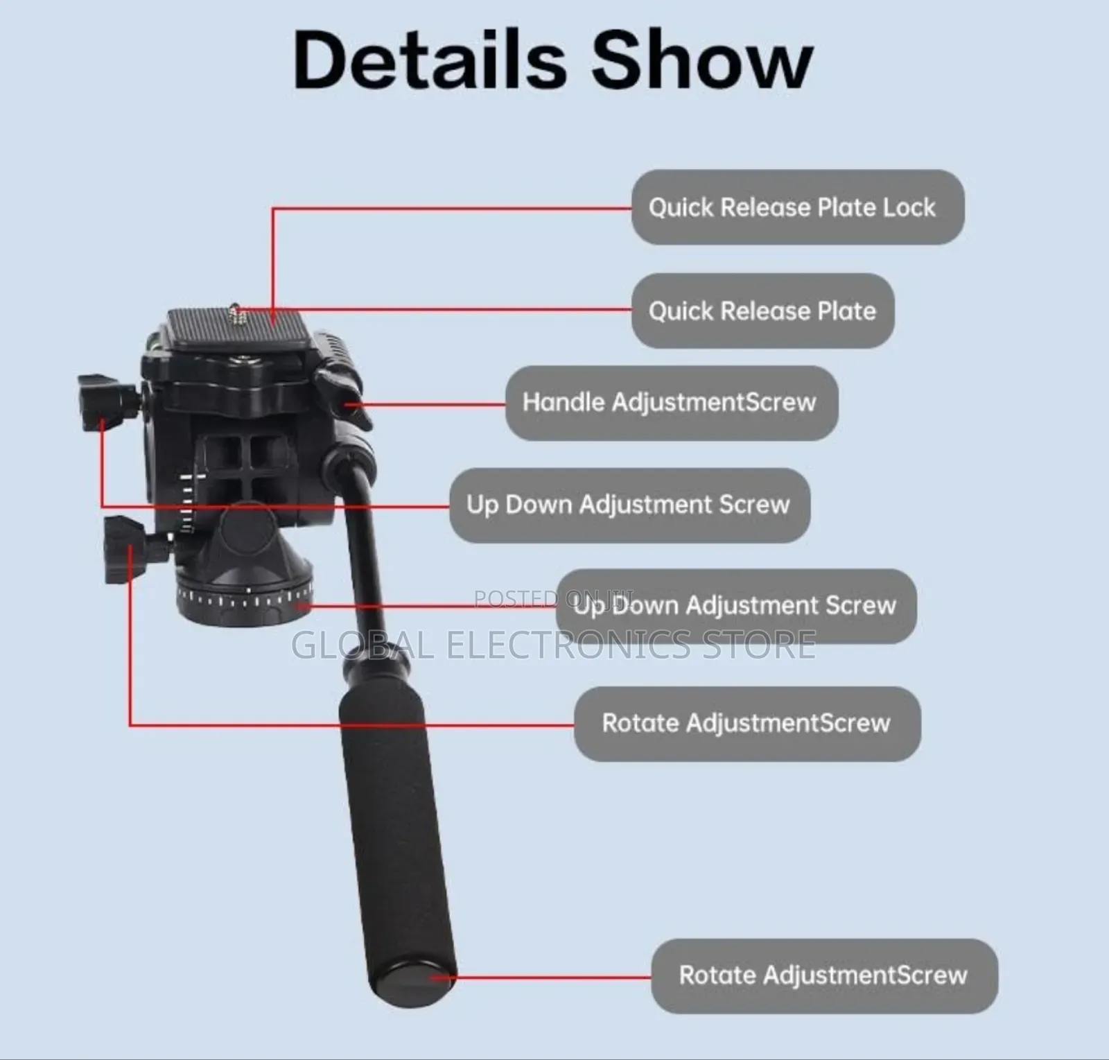 Jmary Extendable Height Aluminum Alloy Camera Holder Tripod