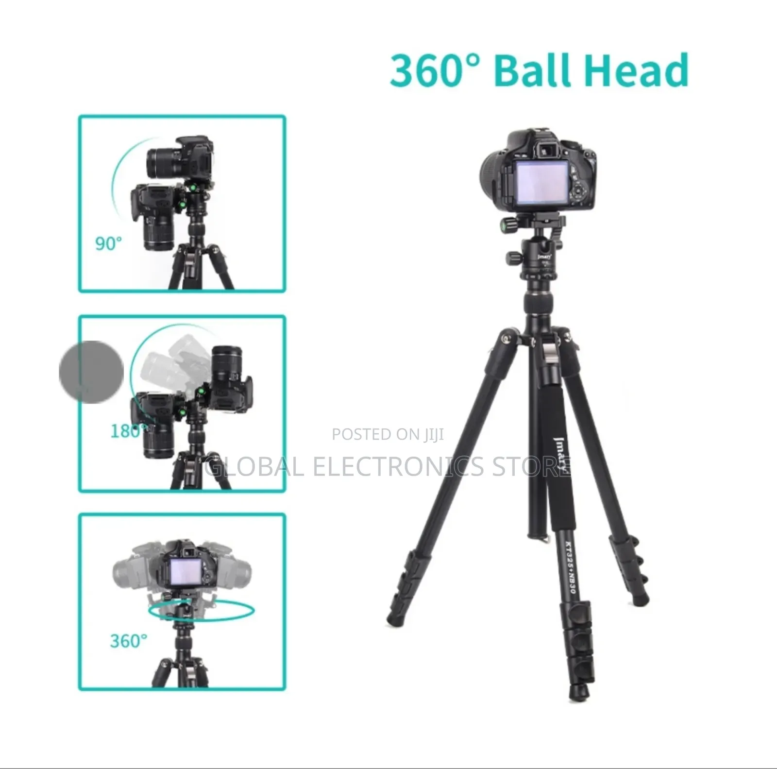 Jmary 2-in-1 Aluminum Alloy Tripod With Panoramic Ball Head