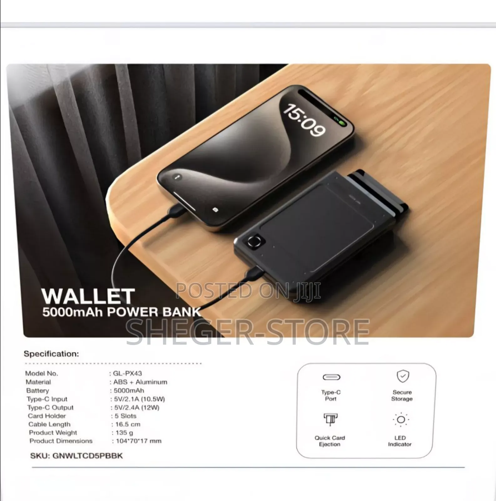 3-in-1 Smart Cardholder Power Bank(Free Delivery Included)
