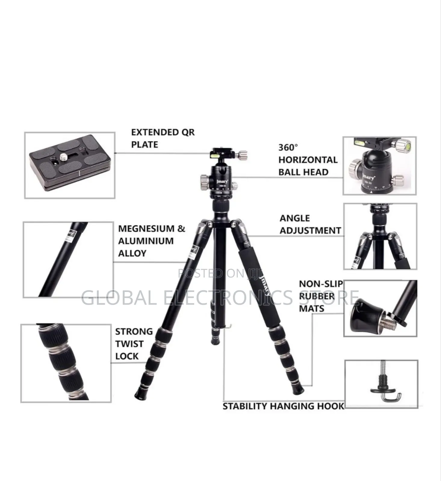 Jmary Techlife Aluminium Alloy Professional Tripod Monopod