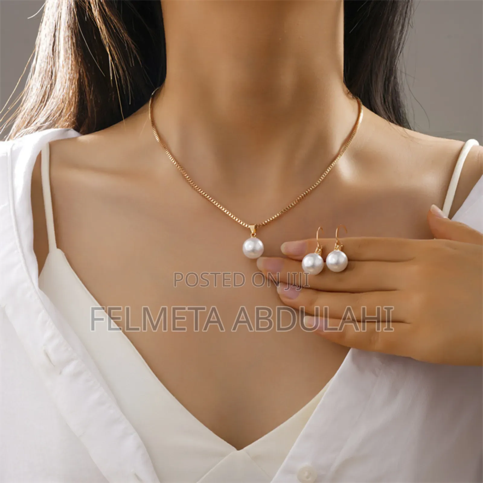 3 PCS Round Peral Jewelry Set