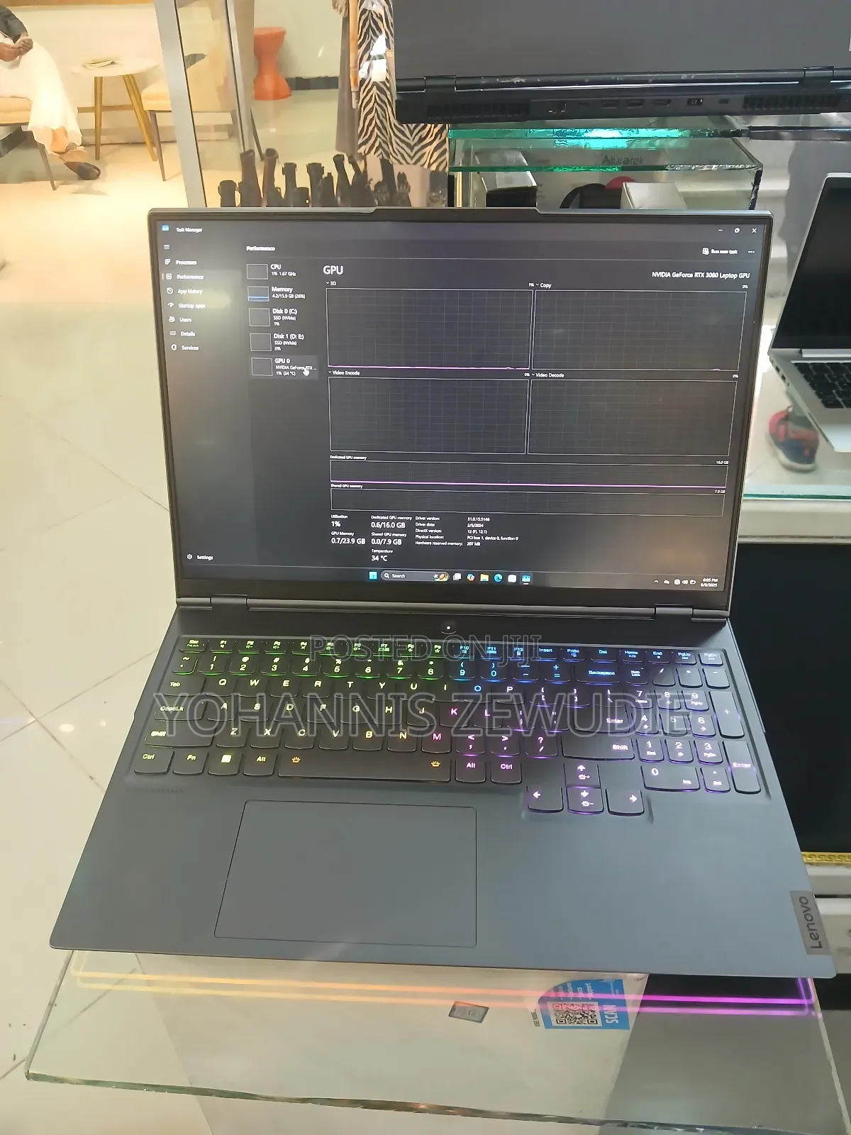 New Laptop Lenovo Legion Y740 16GB AMD Ryzen 9 SSD 1T