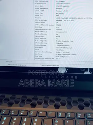 New Laptop Alienware M15 R3 16GB Intel Core I7 SSD 512GB