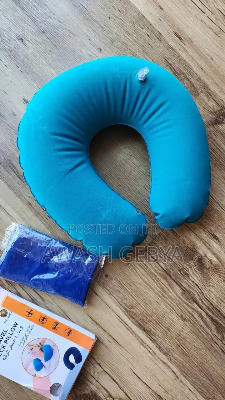 Inflatable Travel Neck Pillow Velvet Texture