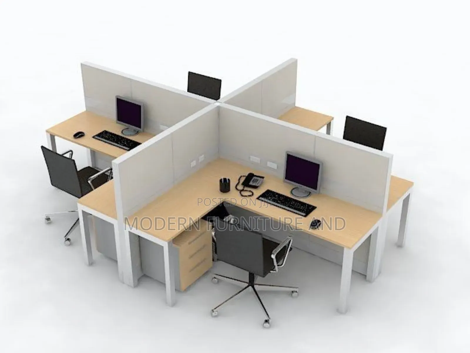 Stylish Working Station 4 Sits for Modern Sits