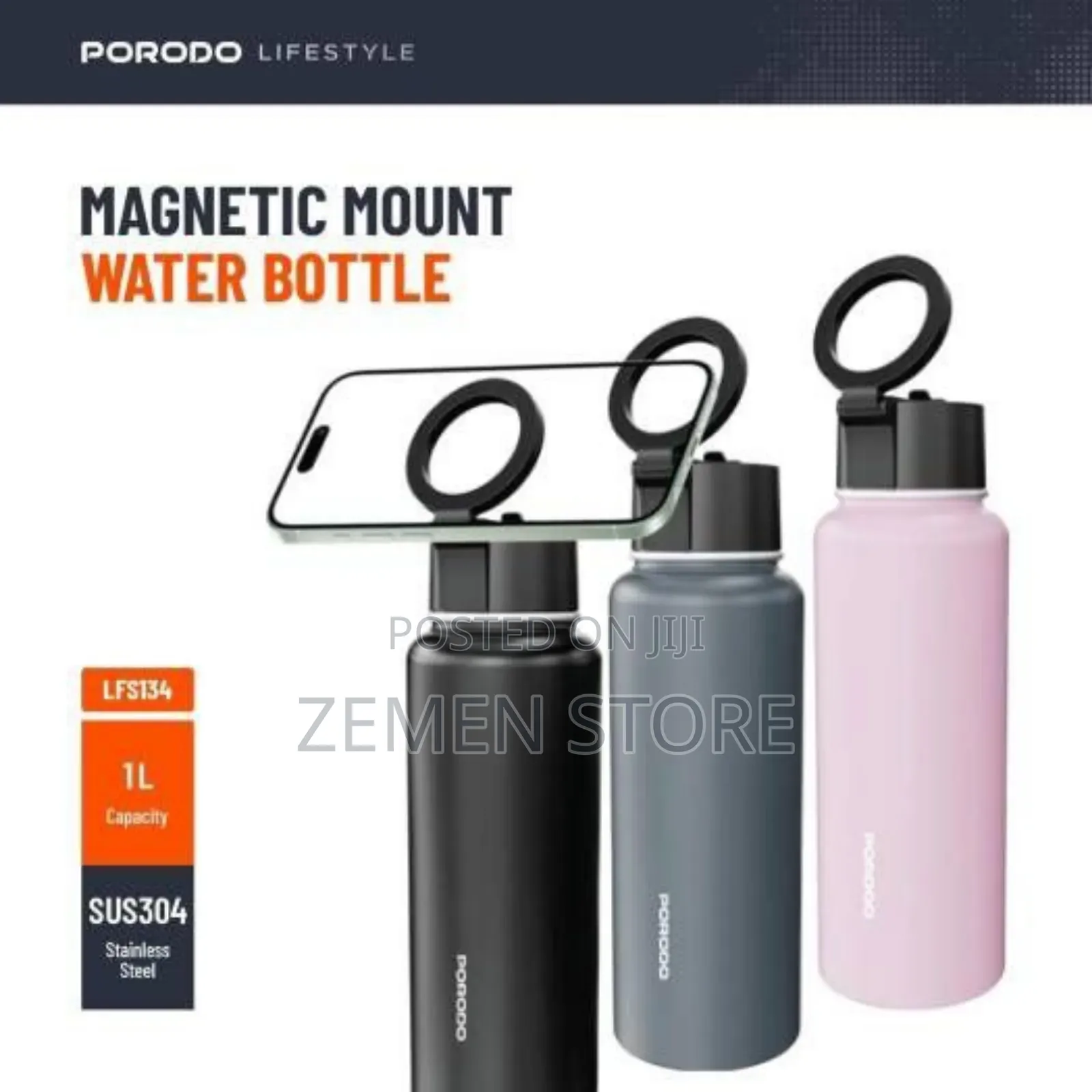 Magnetic Phone Holder Mount Water Bottle for Cold and Hot Storage