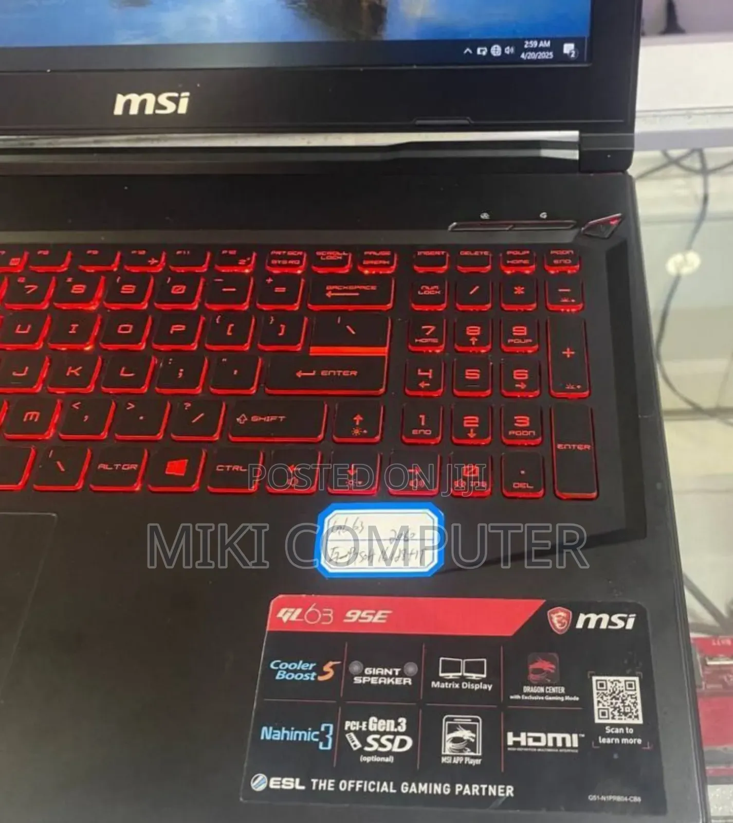 New Laptop MSI GF63 16GB Intel Core I7 SSD 512GB