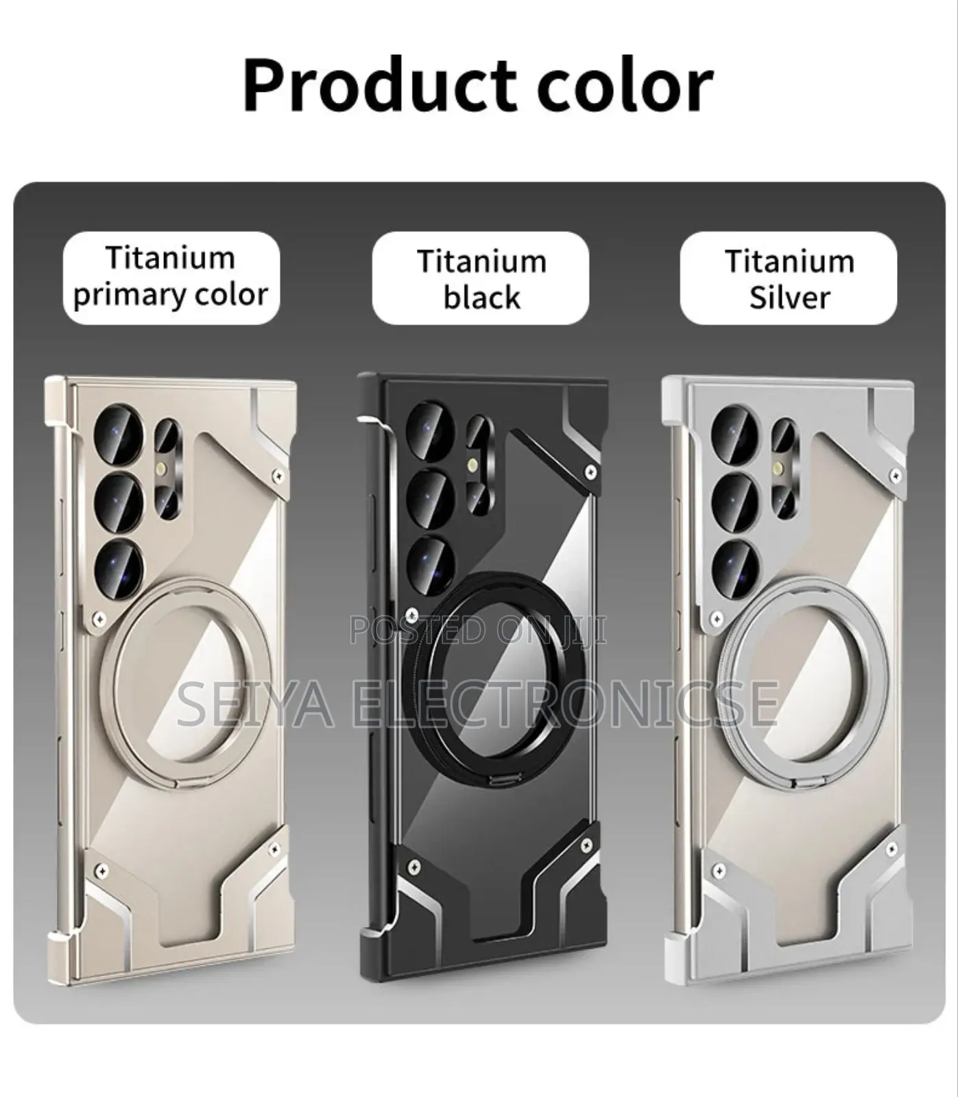 Aluminum Metal Frameless Case With Rotating Magnetic Ring Holder