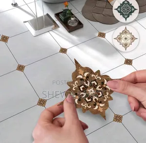 Photo - Dark Moroccan Pattern Tile Diagonal Stickers Self Adhesive Waterproof