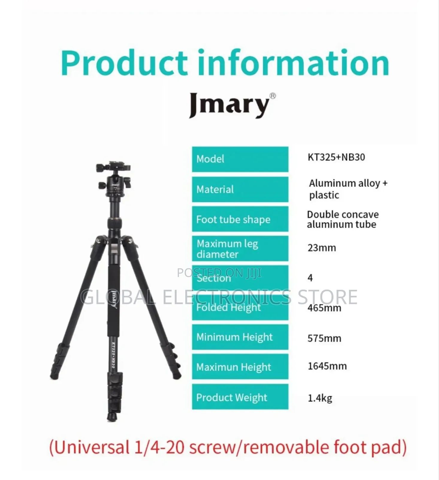 Jmary 2-in-1 Aluminum Alloy Tripod With Panoramic Ball Head