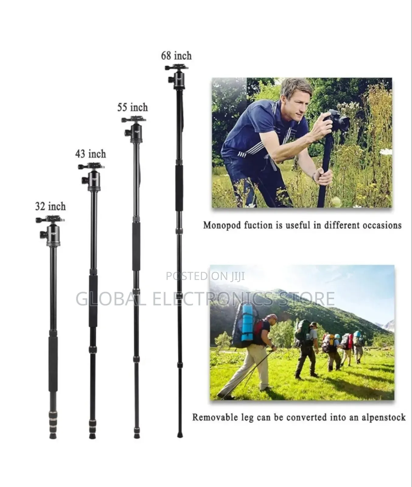 Jmary 2-in-1 Aluminum Alloy Tripod With Panoramic Ball Head