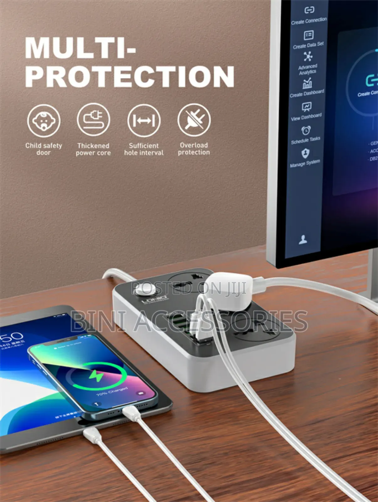 Original Ldnio 3 Ac Outlets Universal Power Strip Sc3604