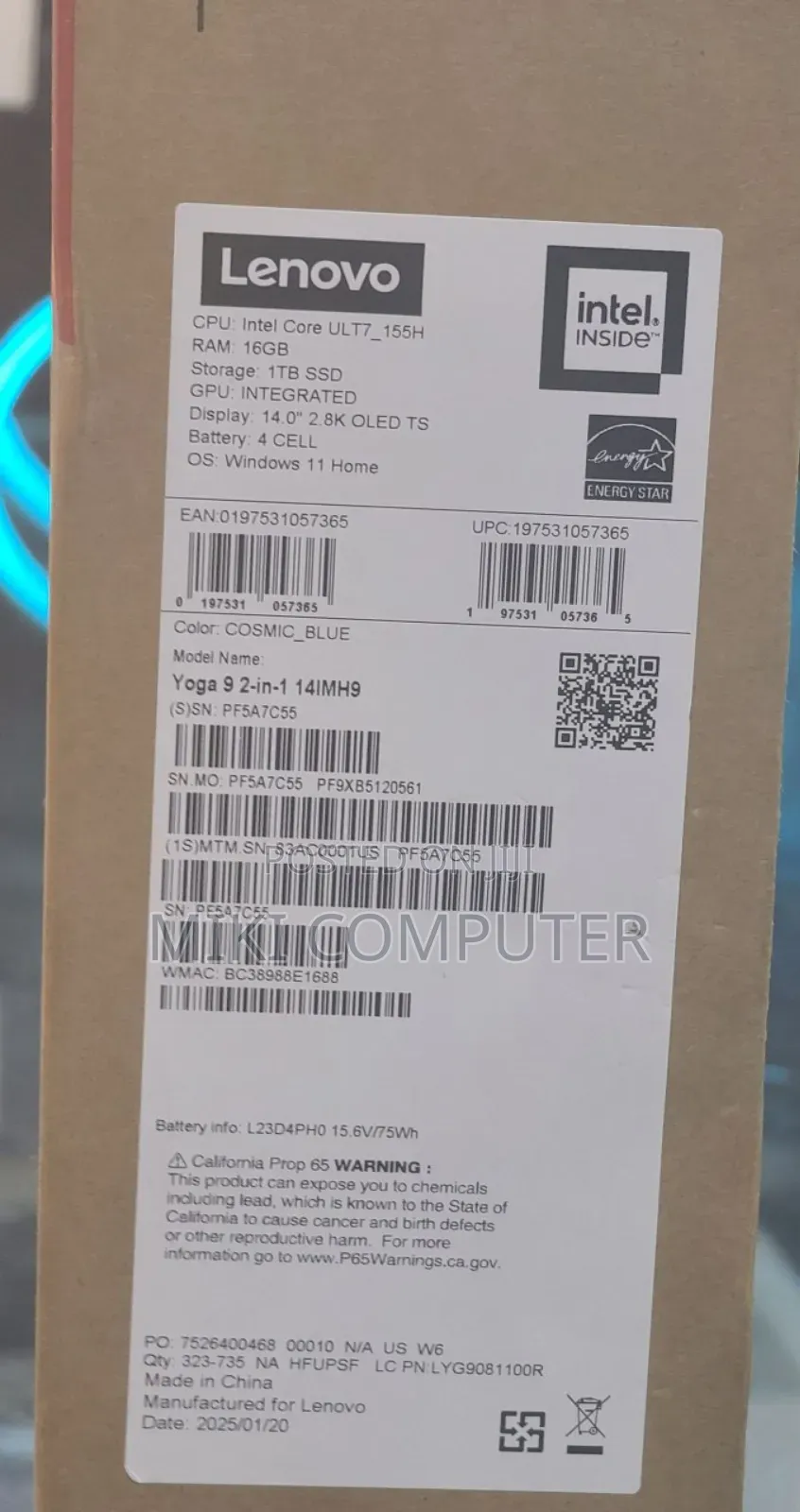 New Laptop Lenovo Yoga 9i 16GB Intel Core Ultra 7 SSD 1T