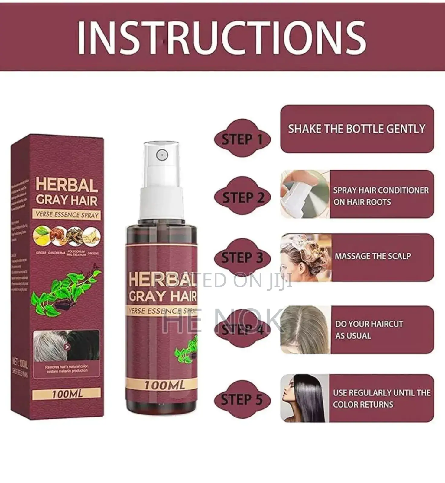 ጅምላ ሸያጭ Bulk Sale Herbal Hair Darkening ሽበትን በቋሚነት የሚያጠፋ