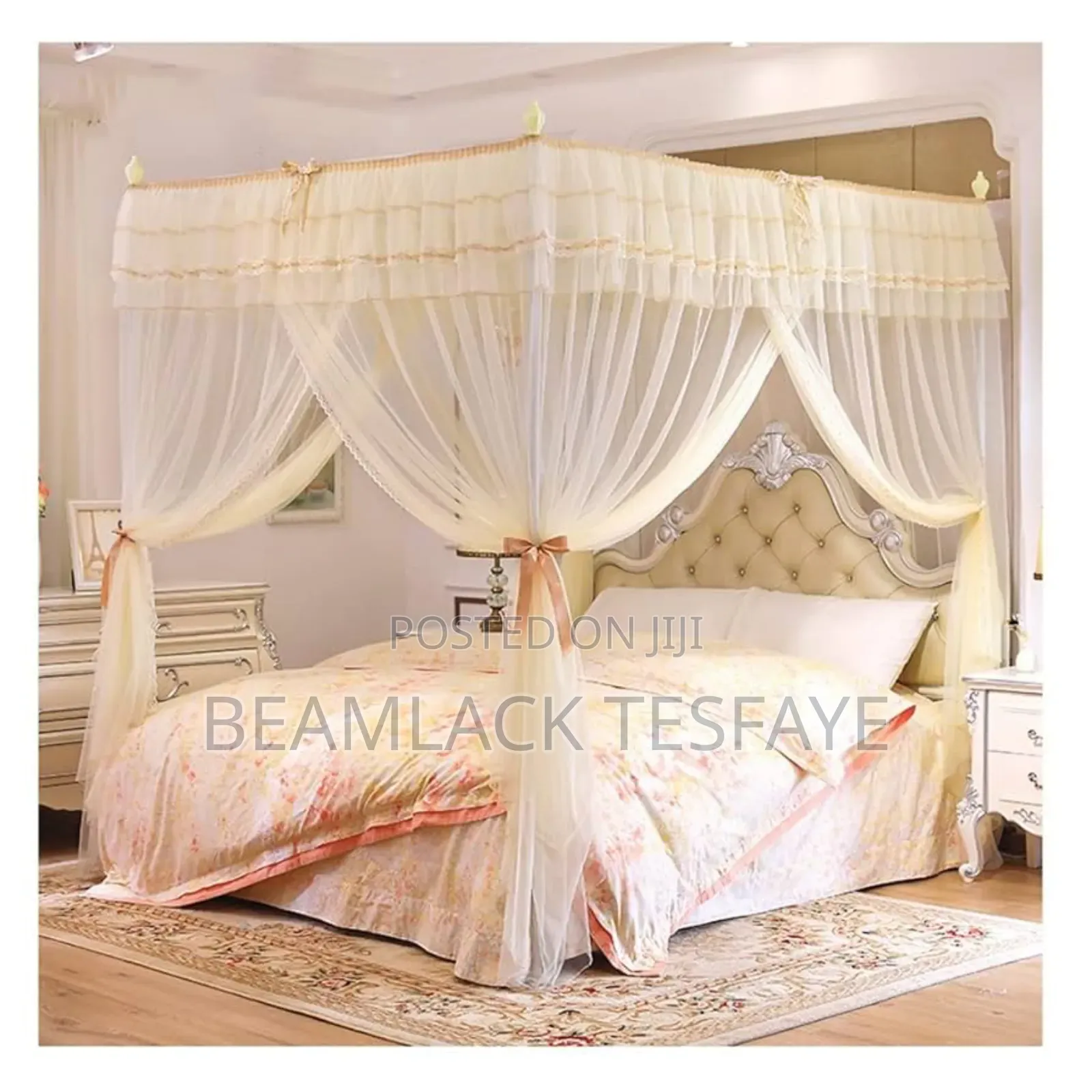 4 Corner Column Bed Canopy Mosquito Net