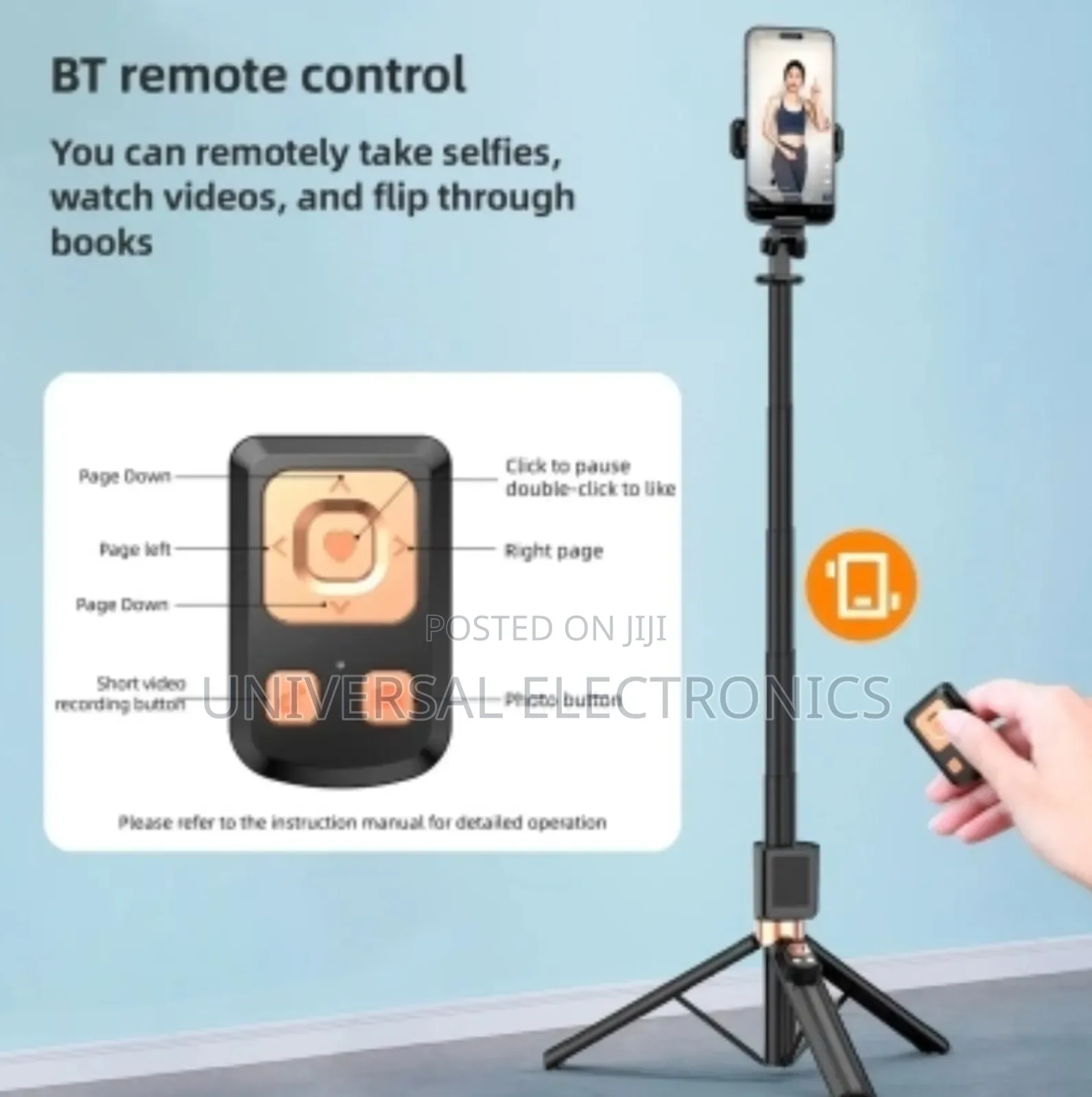 ከፍተኛ Resolution ያለውhd Screen የተገጠመለት ቁመት 1.7m የሚረዝም Tripod Selfi Stick