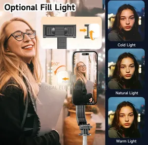 ለመያዝ በጣም አመቺም የሆነ አነስተኛ Mini ተጣጣፊ Selfi Stick የራሱ Fill Light ያለው