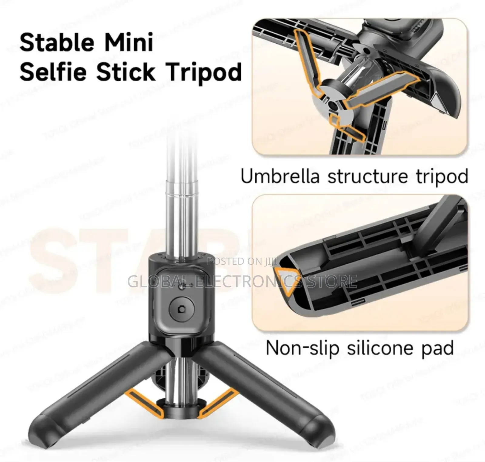 ለመያዝ በጣም አመቺም የሆነ አነስተኛ Mini ተጣጣፊ Selfi Stick የራሱ Fill Light ያለው